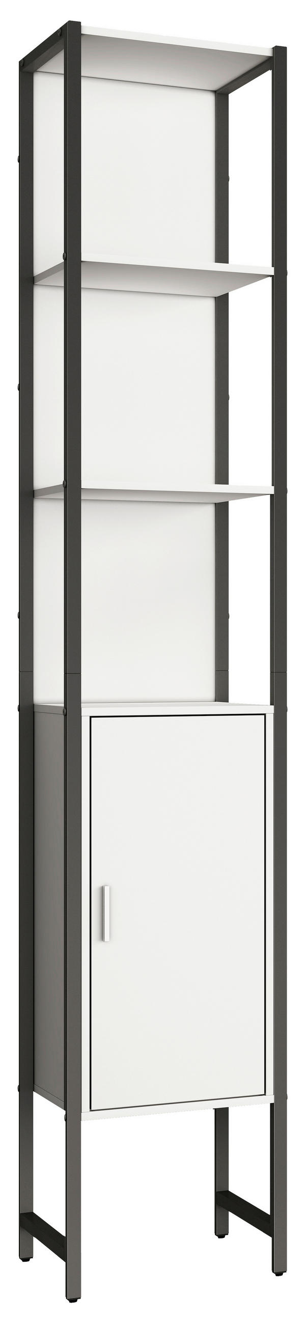 HOCHSCHRANK 33/185/30 cm  - Weiss/Silberfarben, Modern, Holzwerkstoff/Metall (33/185/30cm) - MID.YOU