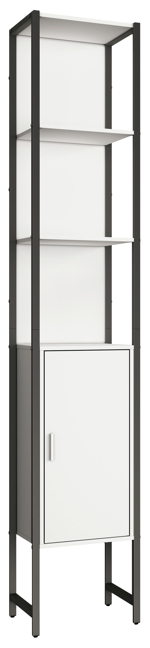 HOCHSCHRANK 33/185/30 cm  - Weiss/Silberfarben, Modern, Holzwerkstoff/Metall (33/185/30cm) - MID.YOU