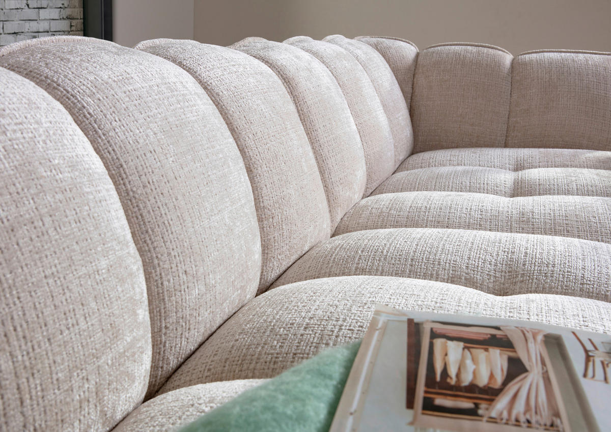 ECKSOFA Chenille Creme  - Creme/Schwarz, Konventionell, Kunststoff/Textil (272/172cm) - Carryhome