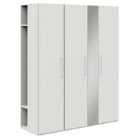 KLEIDERSCHRANK in Weiss  - Weiss/Edelstahlfarben, Design, Glas/Holzwerkstoff (177,6/213,6/59,3cm) - Cantus