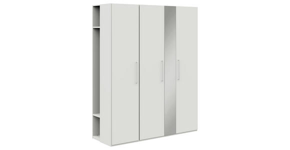 KLEIDERSCHRANK in Weiß - Edelstahlfarben/Weiß, Design, Glas/Holzwerkstoff (177,6/213,6/59,3cm) - Cantus