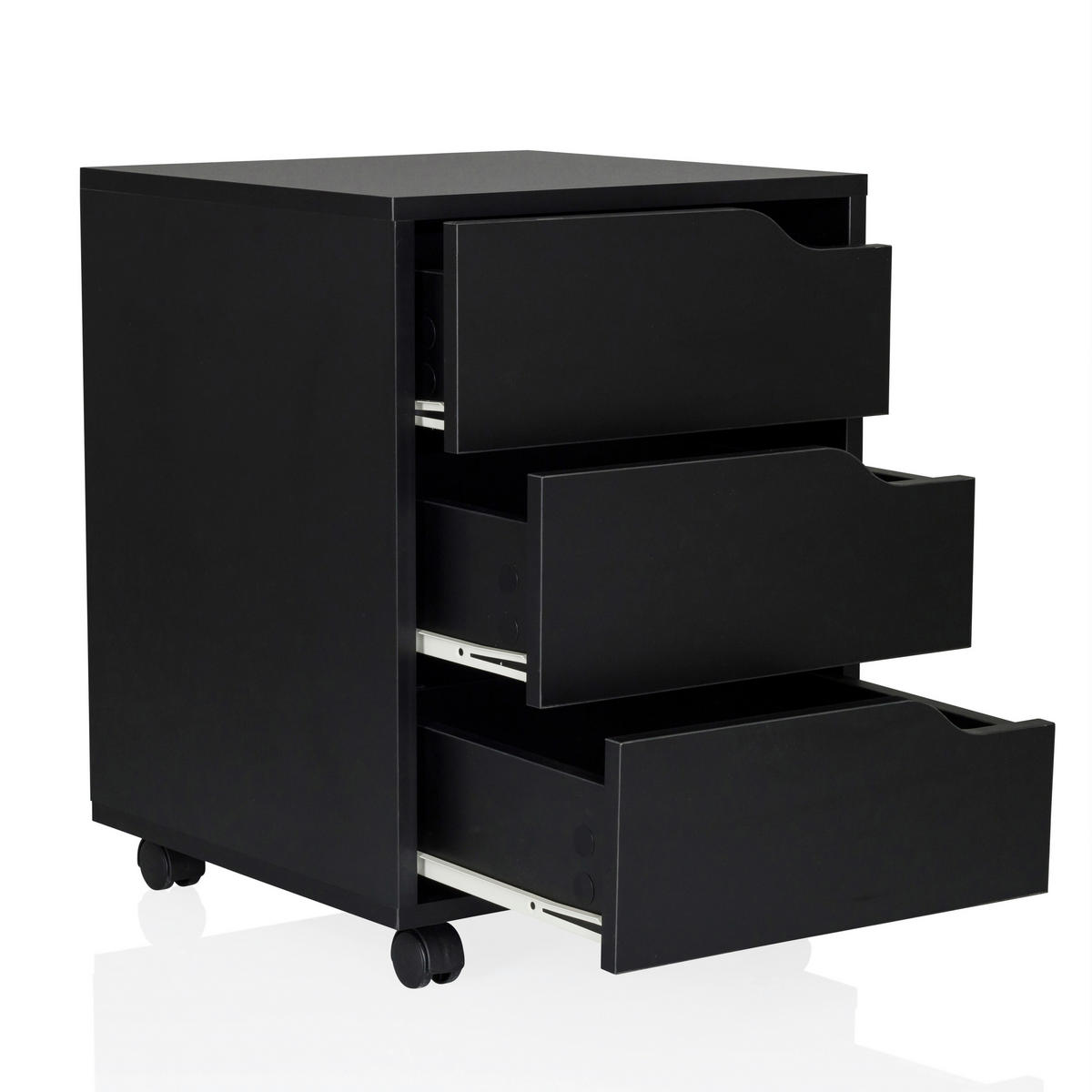 ROLLCONTAINER Schwarz  - Schwarz, MODERN, Holzwerkstoff/Kunststoff (40/52,5/40cm) - MID.YOU