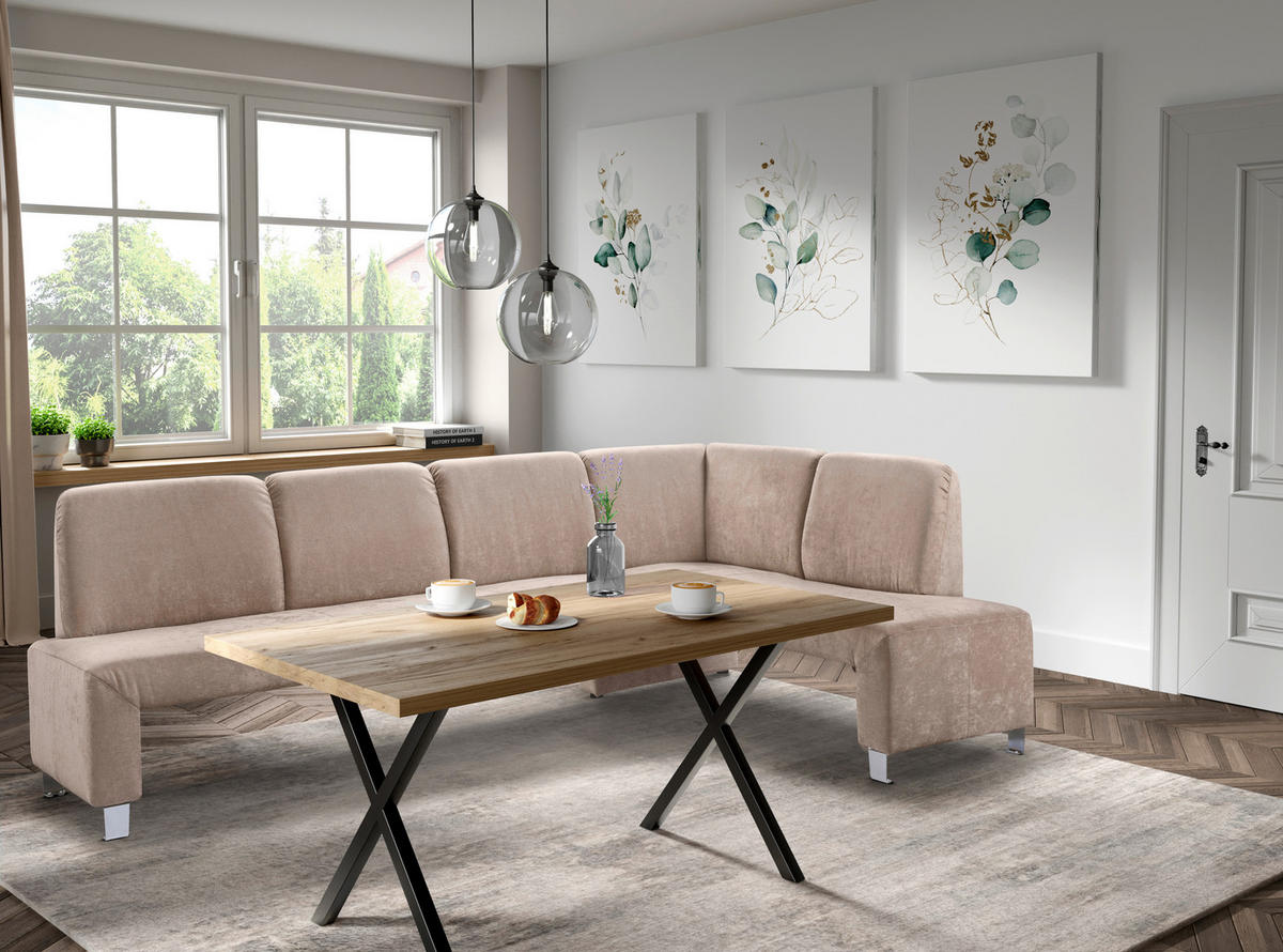 KLUPA KUTNA  bež  drvo, tekstil, drvni materijal      - srebrne boje/bež, Moderno, drvni materijal/drvo (243/158cm) - Livetastic