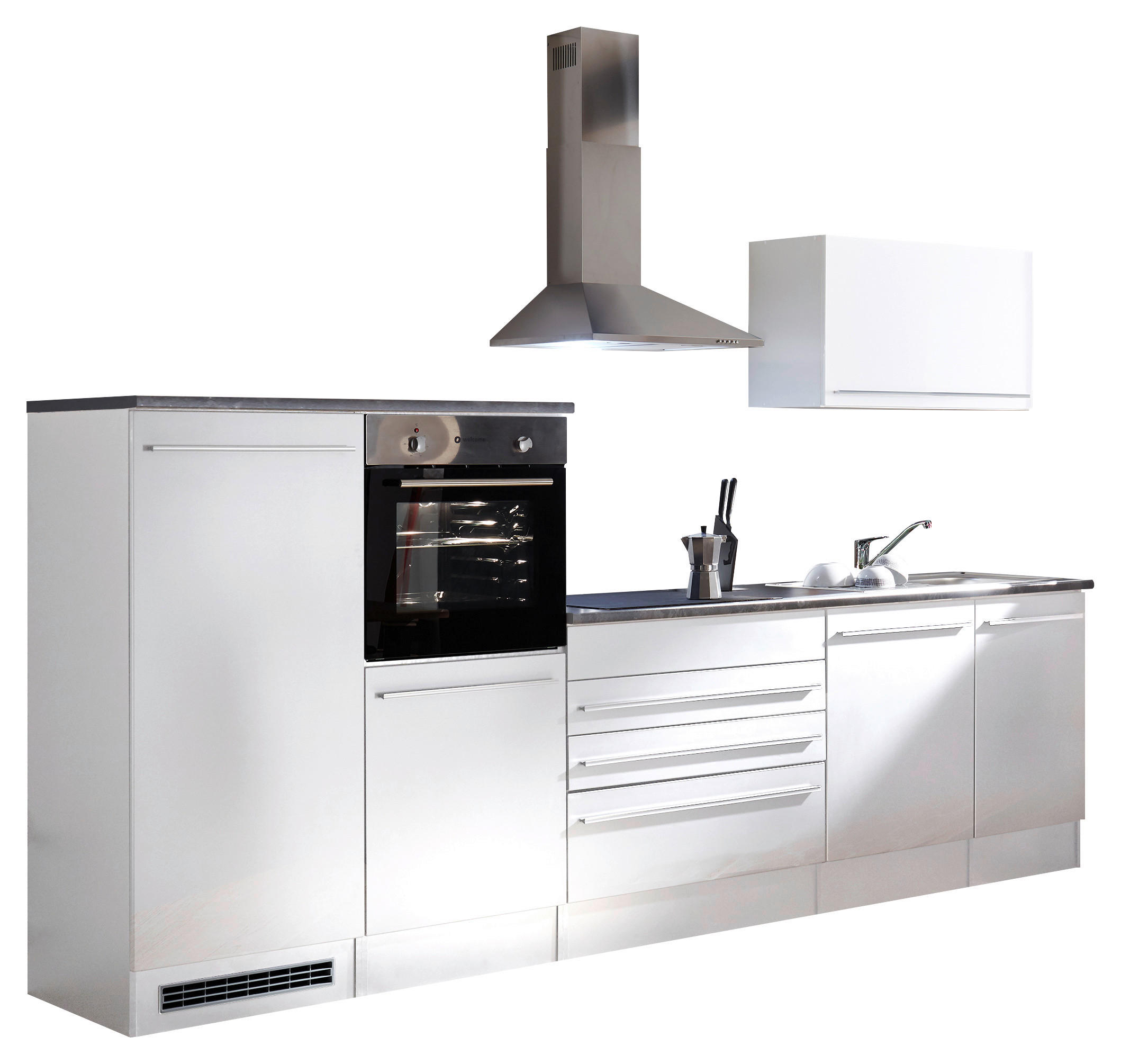 BLOK KUHINJA BEZ UREĐAJA  antracit, bela  - bela/bela visoki sjaj, Konvencionalno, pločasti materijal (320cm) - MID.YOU