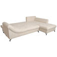 ECKSOFA Creme Struktur Rückenkissen, Bettkasten, Schlaffunktion, Rücken echt, Liegefläche im Originalstoff  - Creme/Schwarz, KONVENTIONELL, Textil/Metall (274/194cm) - Carryhome