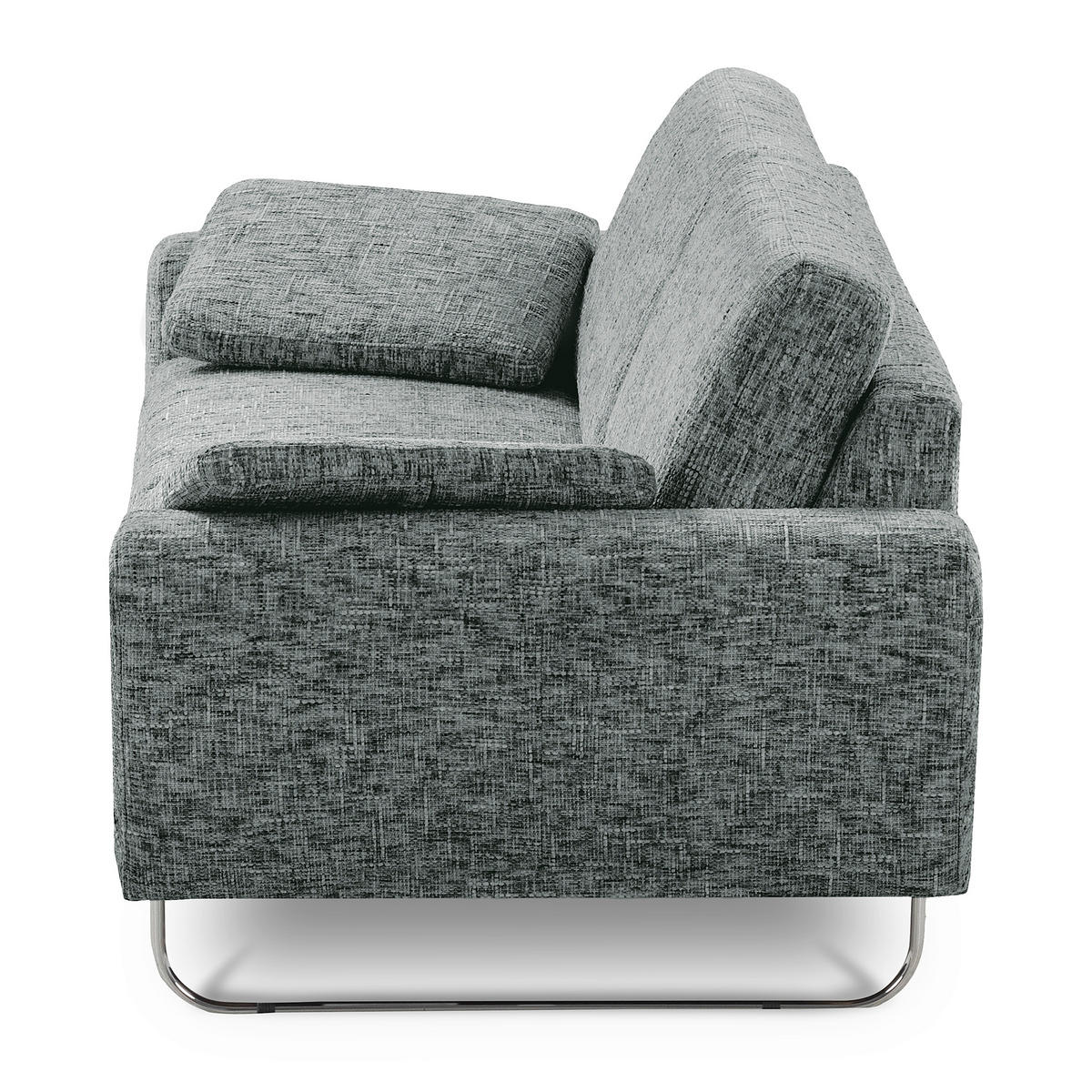2-SITZER-SOFA SPRING in Webstoff Anthrazit Modern  - Chromfarben/Anthrazit, Design, Textil/Metall (157/85/92cm) - Livetastic