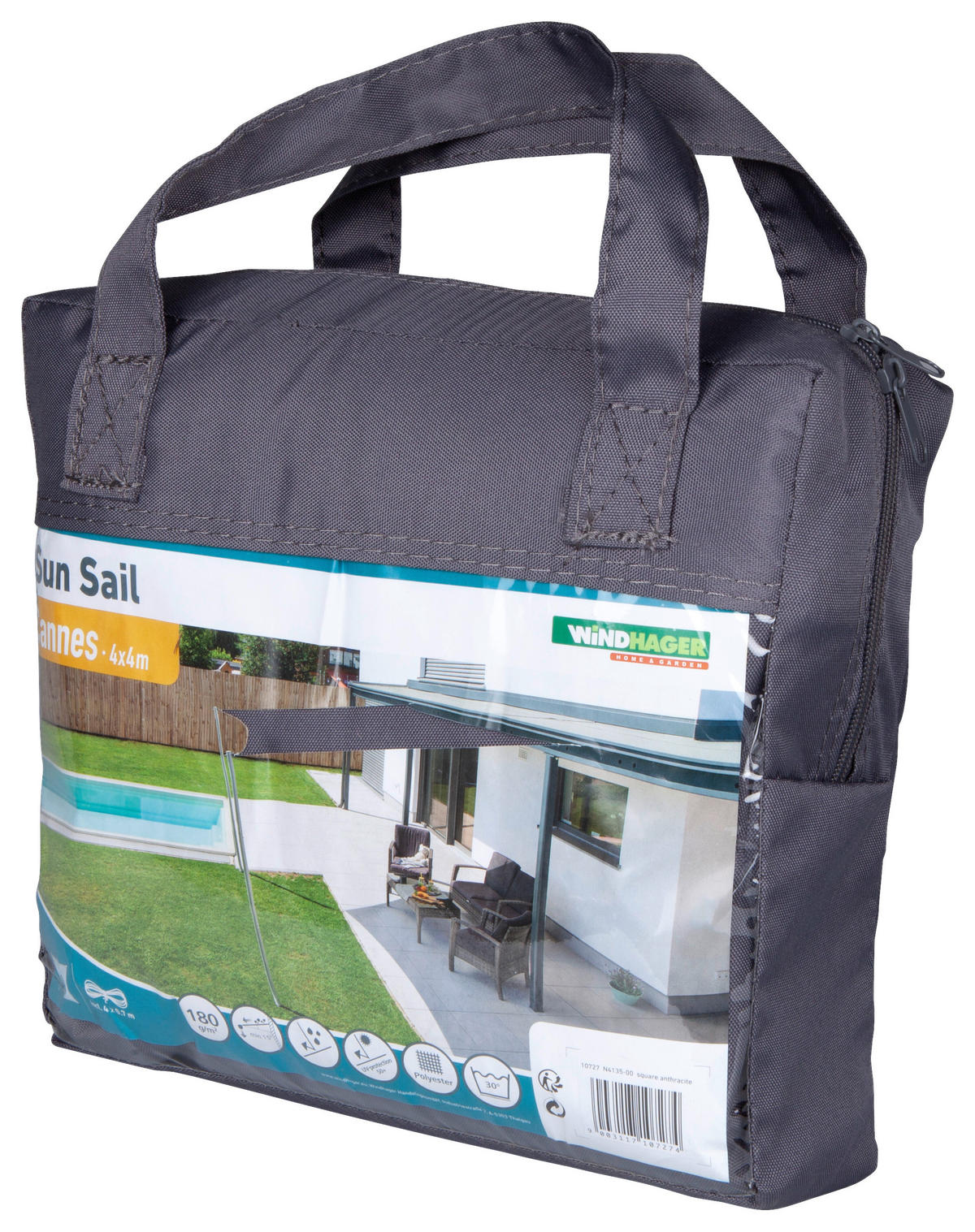 ZAHRADNÍ PLACHTA PROTI SLUNCI 400/400 cm - antracitová, Basics, plast (400/400cm)