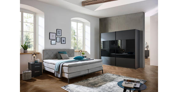BOXSPRINGBETT 140/200 cm in Silberfarben - Silberfarben/Schwarz, KONVENTIONELL, Textil/Metall (140/200cm) - Carryhome