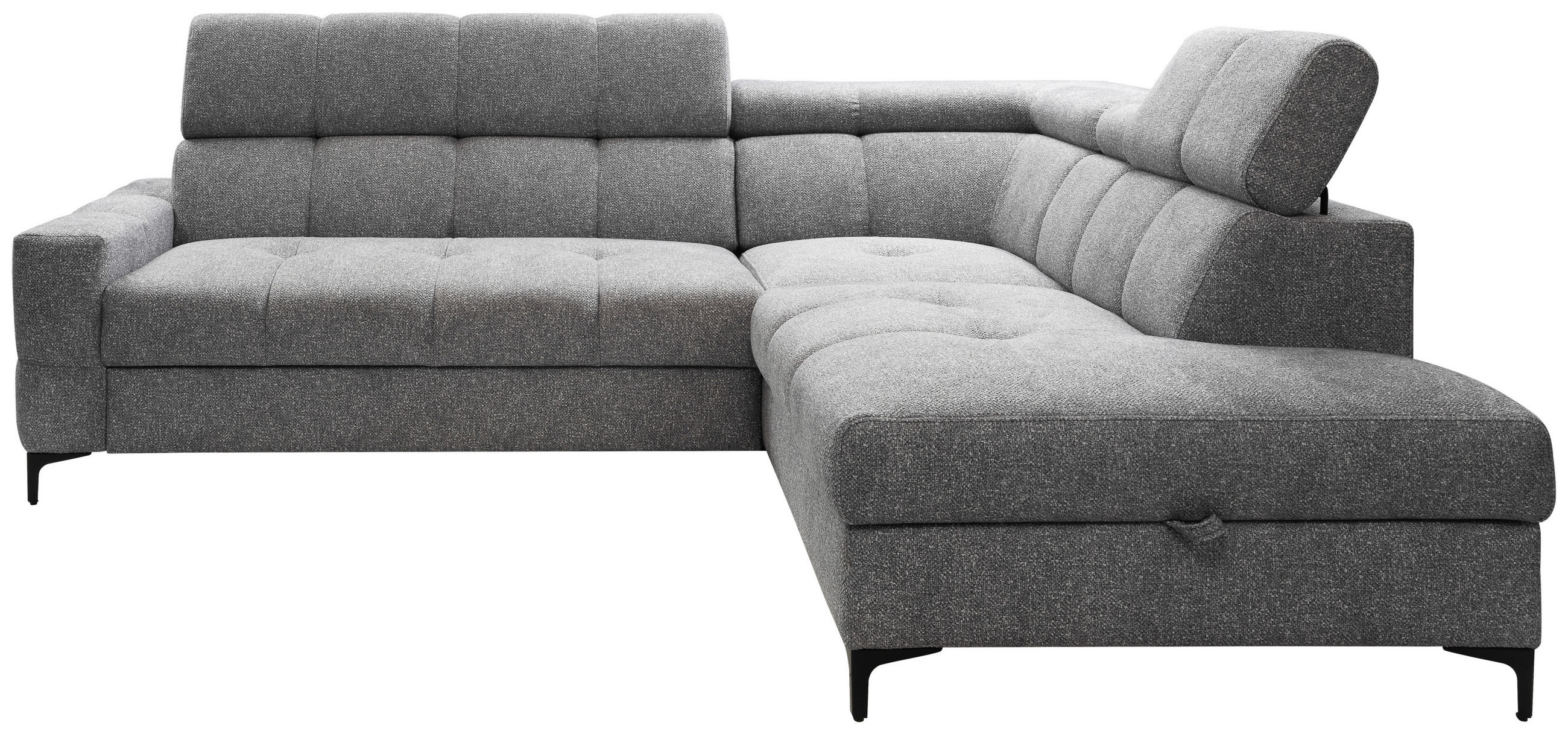 ECKSOFA in Struktur Grau  - Schwarz/Grau, Modern, Textil/Metall (254/212cm) - Carryhome