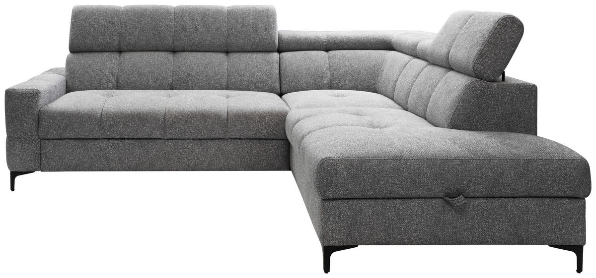 HÖRNSOFFA i struktur grå  - svart/grå, Modern, metall/textil (254/212cm) - MID.YOU