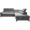 ECKSOFA Grau Struktur  - Schwarz/Grau, MODERN, Textil/Metall (254/212cm) - Carryhome