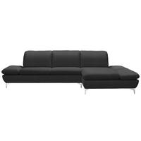 ECKSOFA in Echtleder Anthrazit  - Anthrazit/Silberfarben, Design, Leder/Metall (315/200cm) - Chilliano