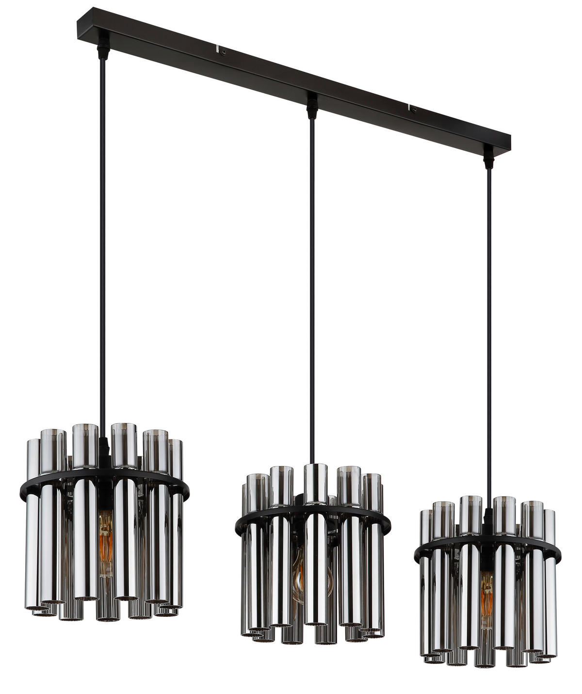 HÄNGELEUCHTE 80/20/120 cm  - Schwarz/Grau, Design, Glas/Kunststoff (80/20/120cm) - Globo