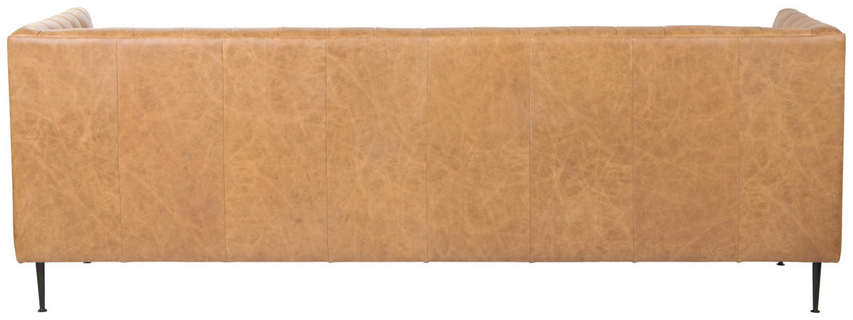 CHESTERFIELD-SOFA Echtleder Cognac  - Cognac/Schwarz, LIFESTYLE, Leder/Metall (164,5/81/73,5cm) - Livetastic