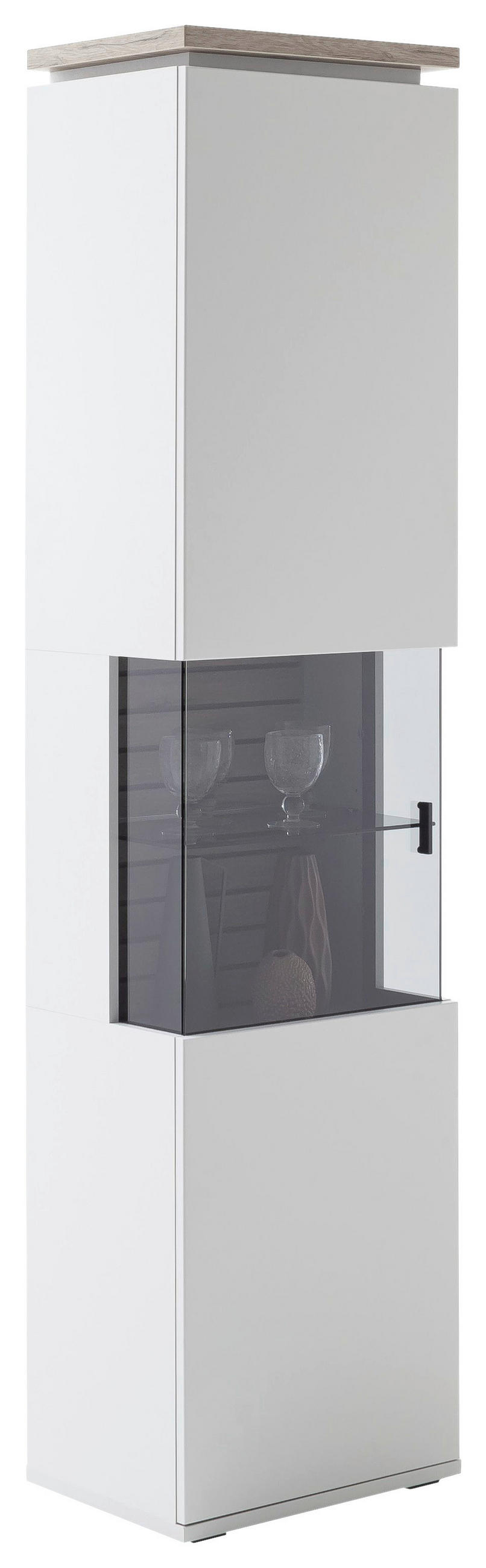 VITRINE  in Grau, Eichefarben - Eichefarben/Grau, Design, Holzwerkstoff (50/207/37cm) - Stylife