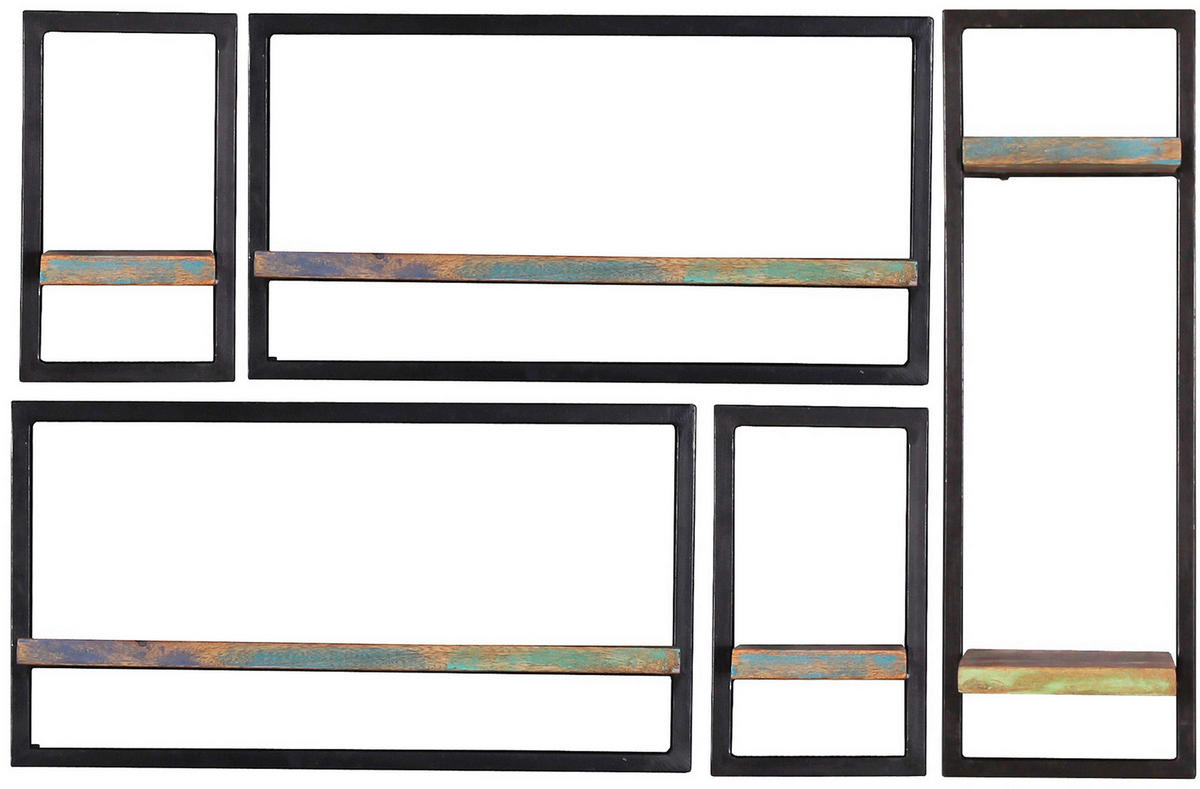 WANDREGAL 65/35/25 cm  - Multicolor/Schwarz, Design, Holz/Metall (65/35/25cm) - MID.YOU