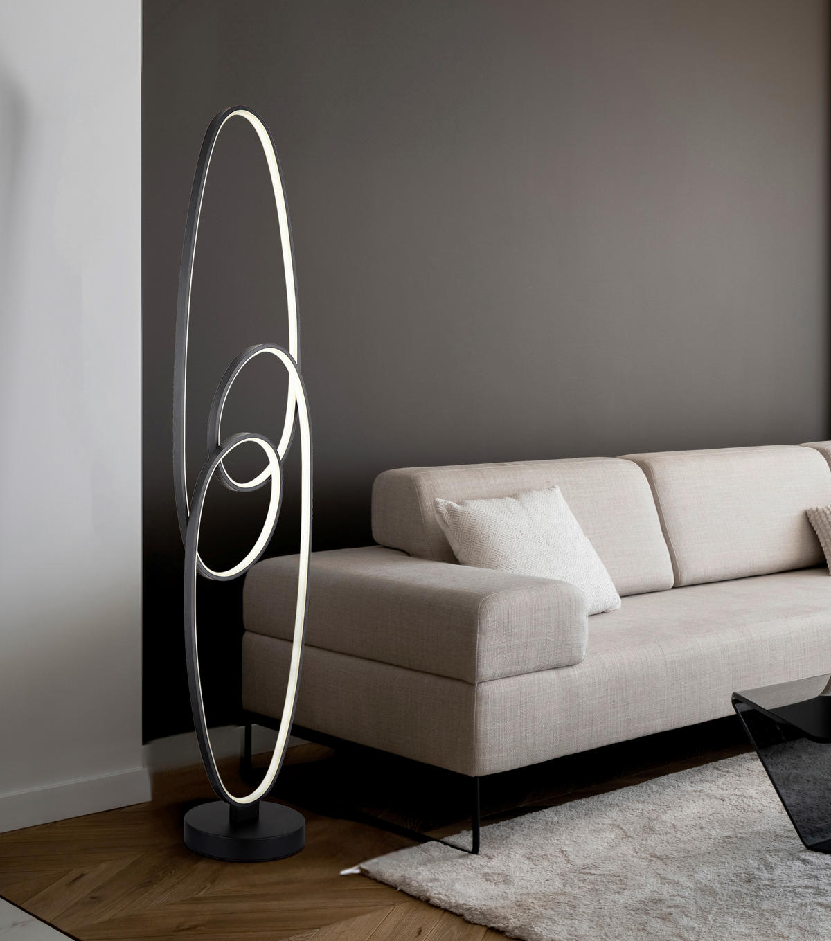 LED-STEHLEUCHTE SPIRA 29/20/122 cm   - Schwarz/Weiß, Design, Kunststoff/Metall (29/20/122cm) - Globo