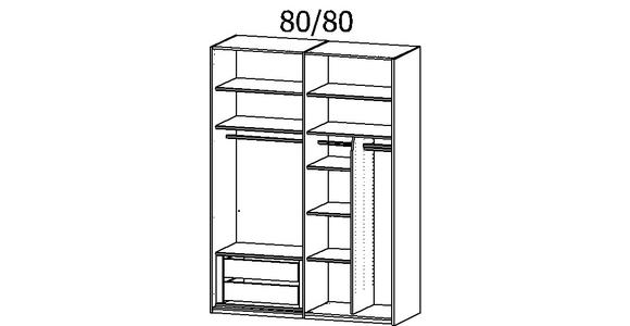 SCHWEBETÜRENSCHRANK 162/223/68 cm 2-türig Grau - Beige/Hellgrau, KONVENTIONELL, Glas/Holzwerkstoff (162/223/68cm) - Novel