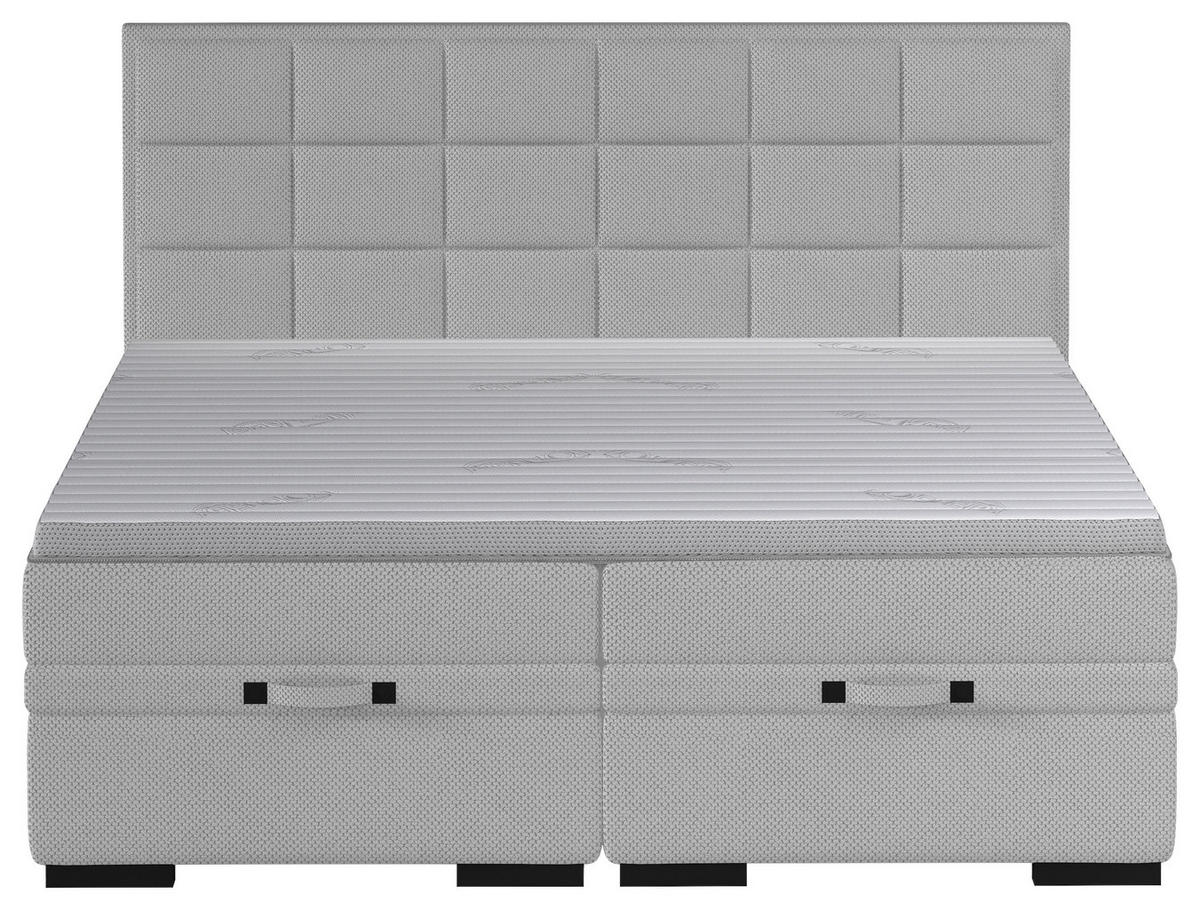 BOXSPRINGBETT 180/200 cm  in Grau  - Schwarz/Grau, Konventionell, Kunststoff/Textil (180/200cm) - home24