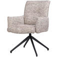 ARMLEHNSTUHL  Sitzfläche 360° drehbar, inklusive Armlehnen, automatische Rückholfunktion Webstoff  - Taupe/Schwarz, Design, Textil/Metall (65/91/65cm) - Novel
