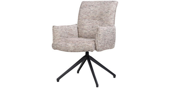 ARMLEHNSTUHL  Sitzfläche 360° drehbar, inklusive Armlehnen, automatische Rückholfunktion Webstoff  - Taupe/Schwarz, Design, Textil/Metall (65/91/65cm) - Novel
