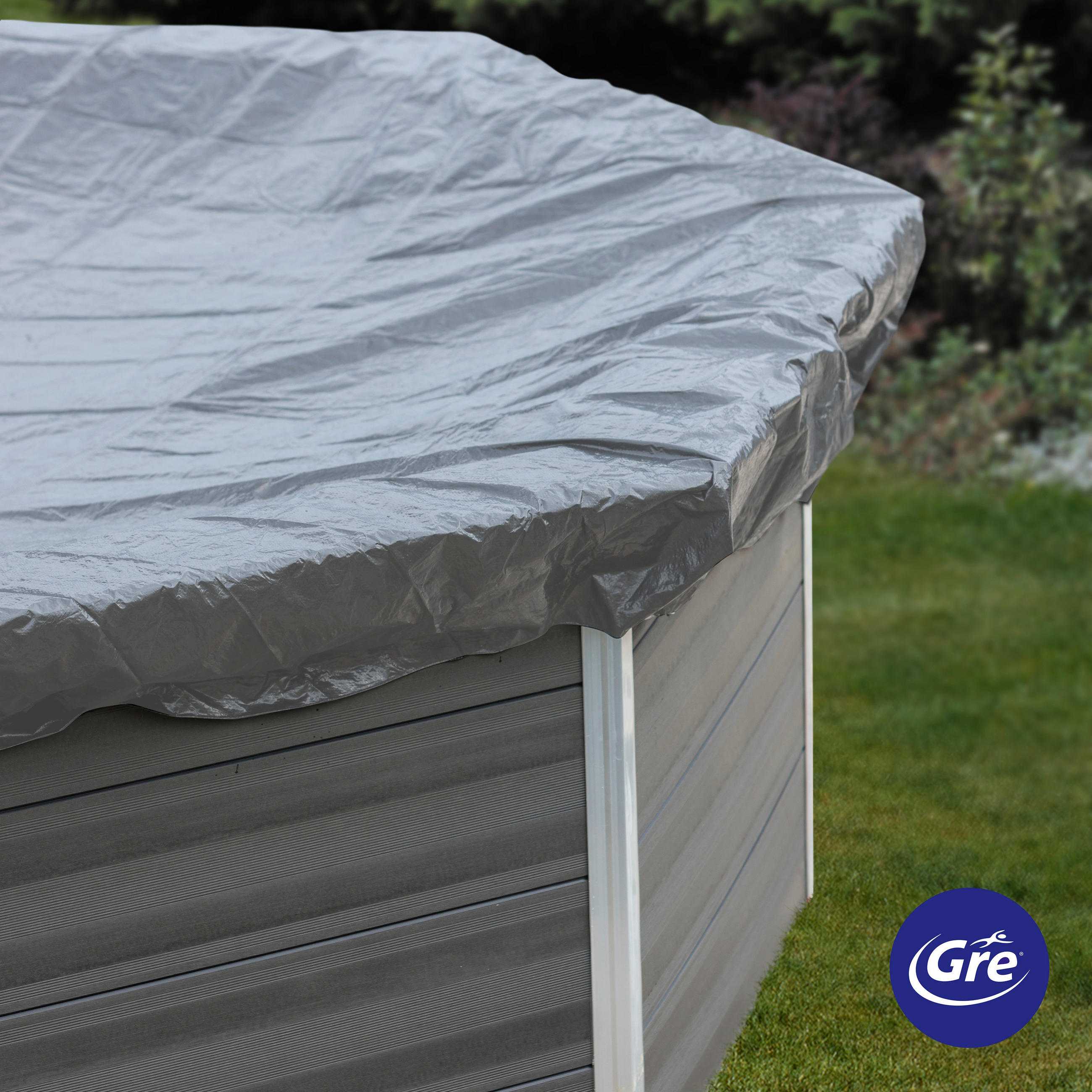 POOLABDECKPLANE 436/854 cm  - Grau, KONVENTIONELL, Kunststoff (436/854cm) - Gre