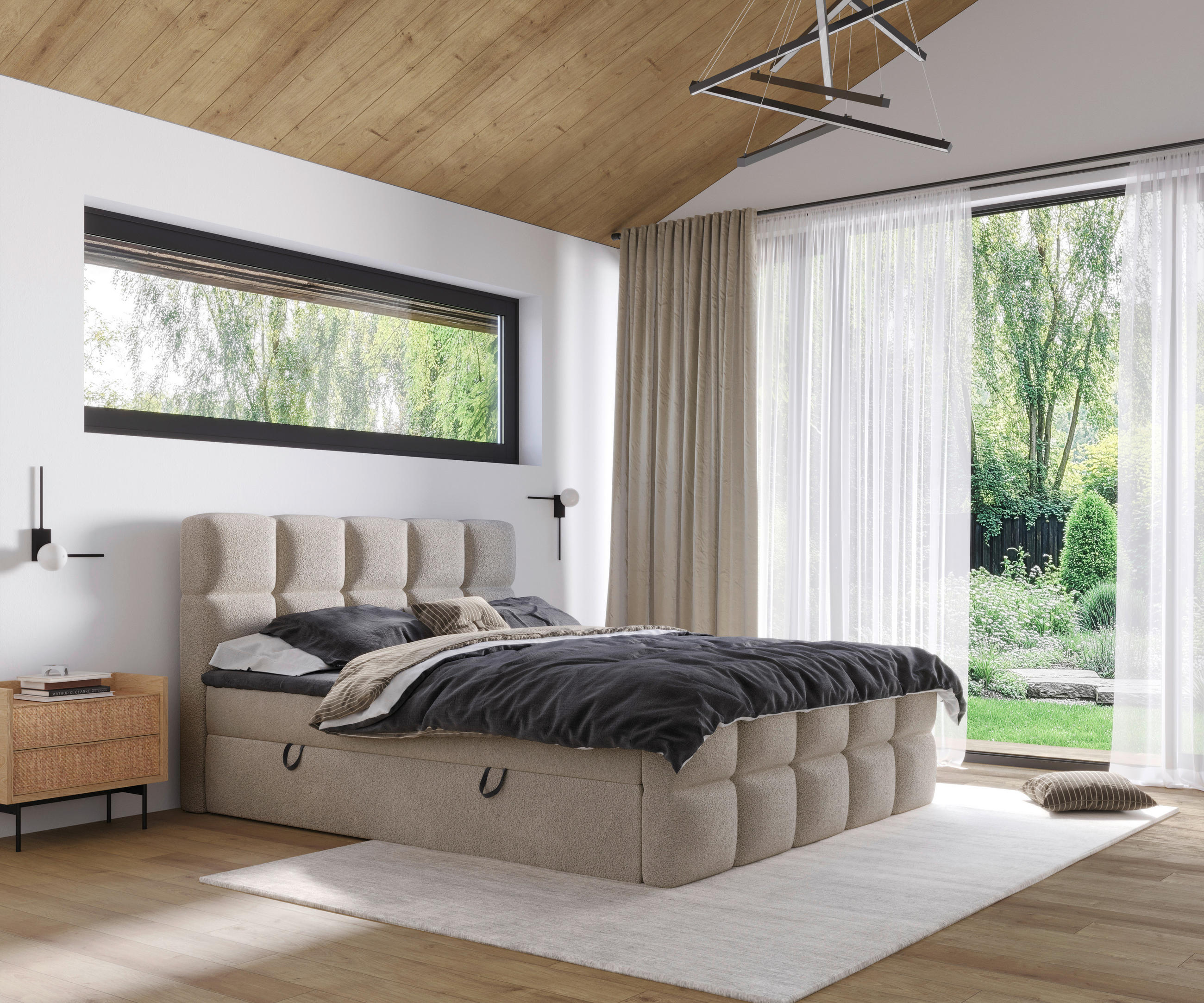 BOXBETT 180/200 cm  in Taupe  - Taupe, Design, Kunststoff/Textil (180/200cm) - Xora
