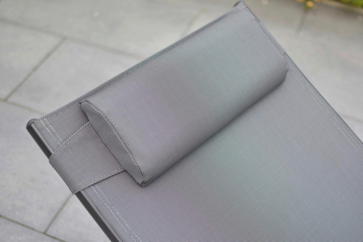 GARTENLIEGE 64,5/97,5/201 cm  - Graphitfarben/Grau, KONVENTIONELL, Textil/Metall (64,5/97,5/201cm) - Gardenson