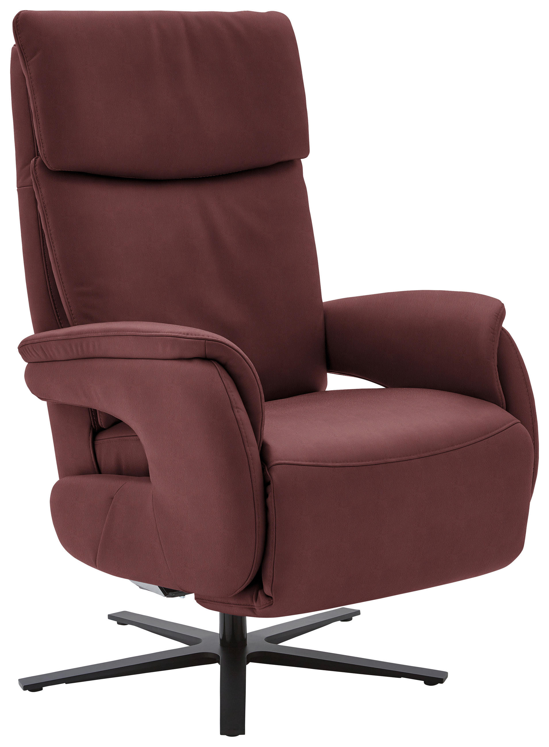 RELAXSESSEL Echtleder    - Bordeaux/Schwarz, Design, Leder/Metall (70/117/85cm) - Dieter Knoll