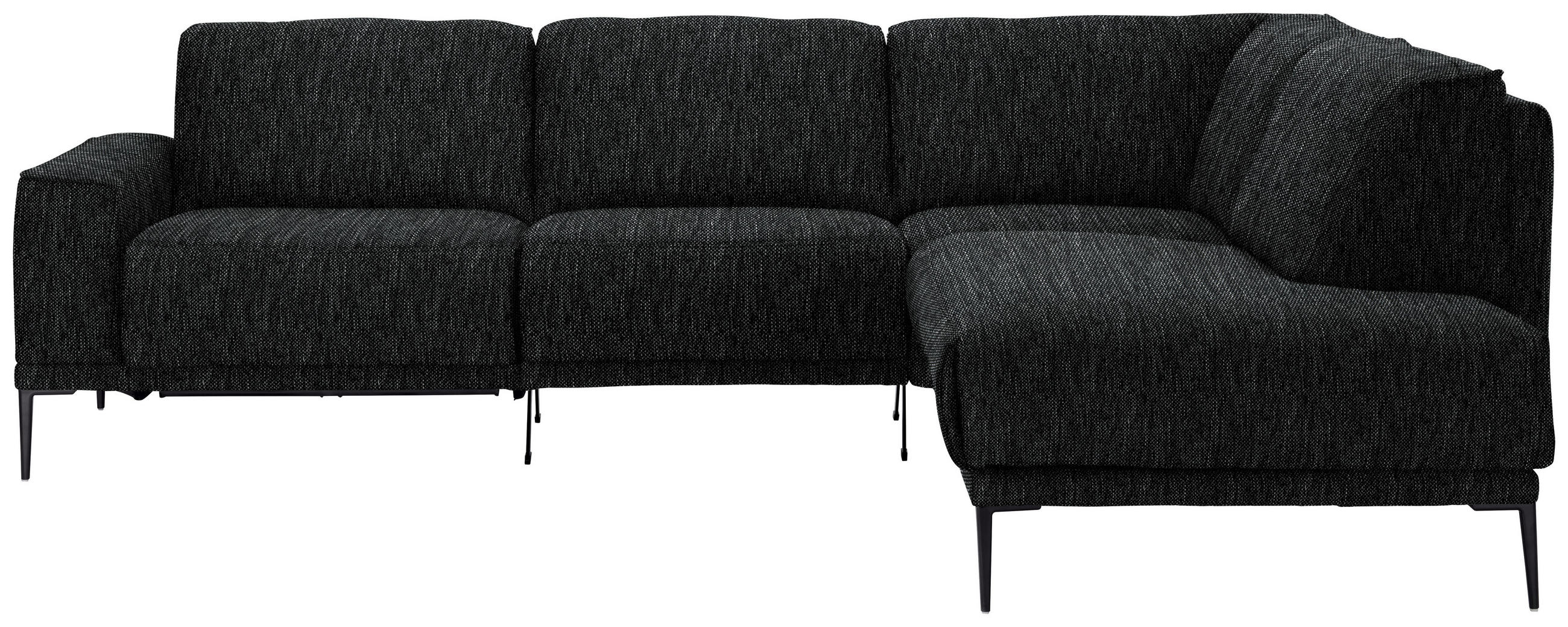 ECKSOFA in Flachgewebe Schwarz  - Schwarz, Design, Textil/Metall (260/210cm) - Johann Jakob