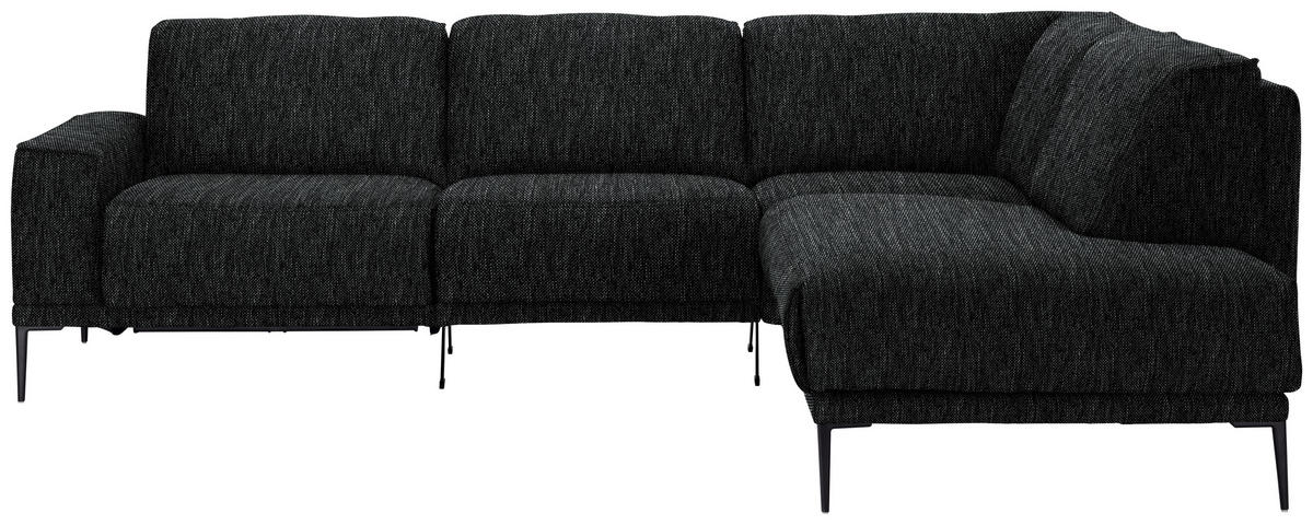 ECKSOFA Flachgewebe Schwarz  - Schwarz, Design, Textil/Metall (260/210cm) - Johann Jakob