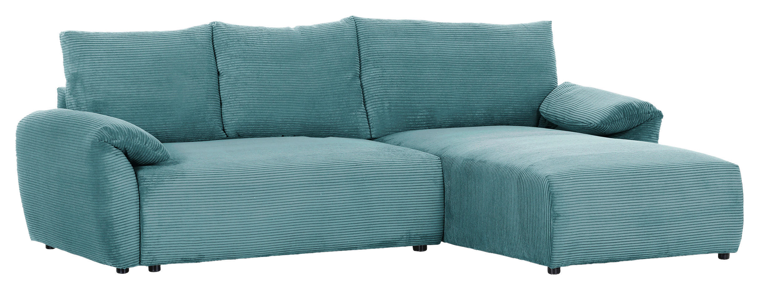 ECKSOFA in Cord Petrol  - Petrol/Schwarz, Konventionell, Kunststoff/Textil (266/180cm) - MID.YOU