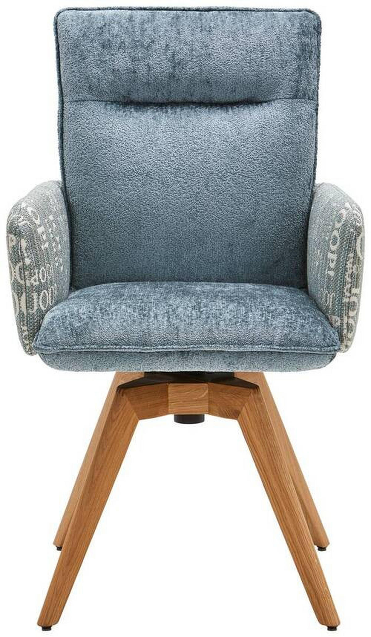 ARMLEHNSTUHL  in Chenille, Flachgewebe  - Graublau/Eichefarben, Design, Holz/Textil (59/91/64cm) - Joop!