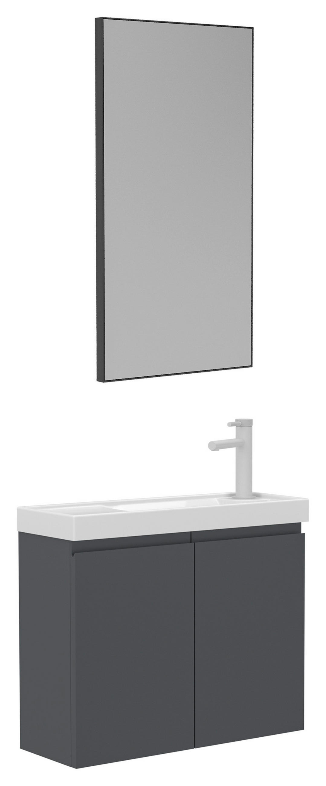 BADEZIMMER 3-teilig  in  - Weiß Hochglanz/Anthrazit, MODERN, Holz/Keramik (60/140/22cm) - MID.YOU