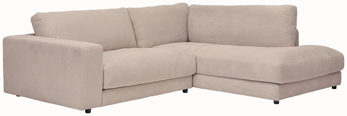 ECKSOFA in Cord Taupe  - Taupe/Schwarz, Design, Kunststoff/Textil (265/224cm) - Hom`in