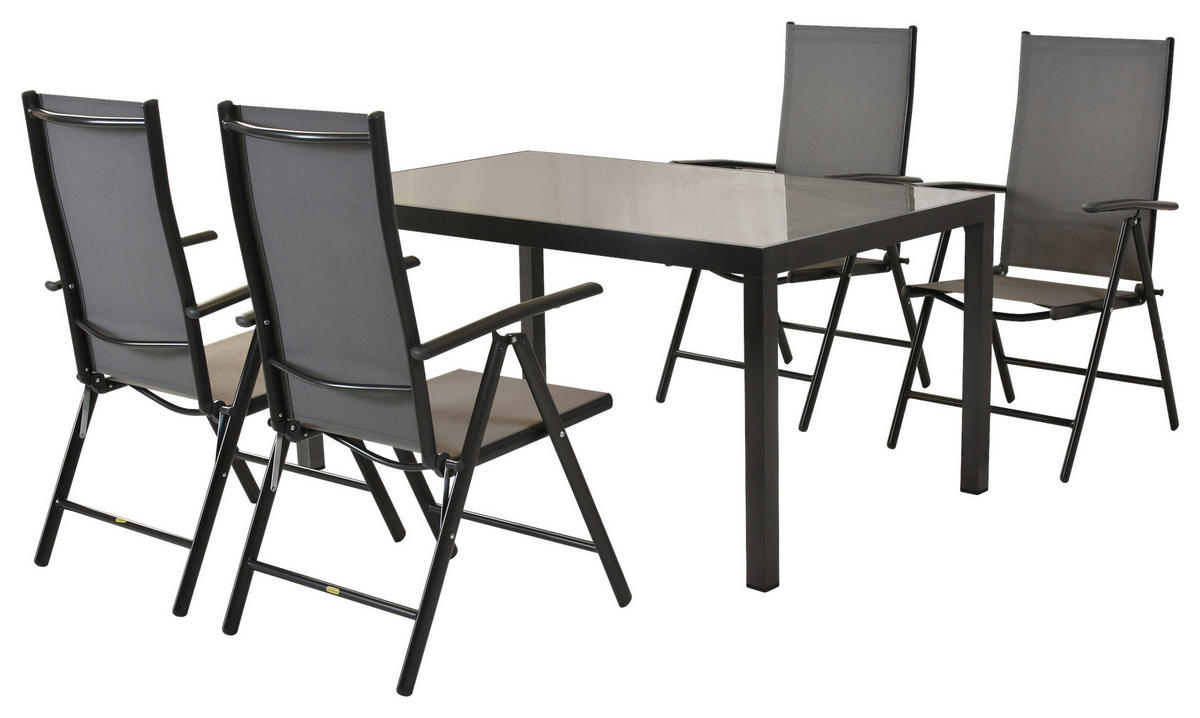 GARTENSET 5-teilig  - Graphitfarben/Grau, MODERN, Textil/Metall - Gardenson