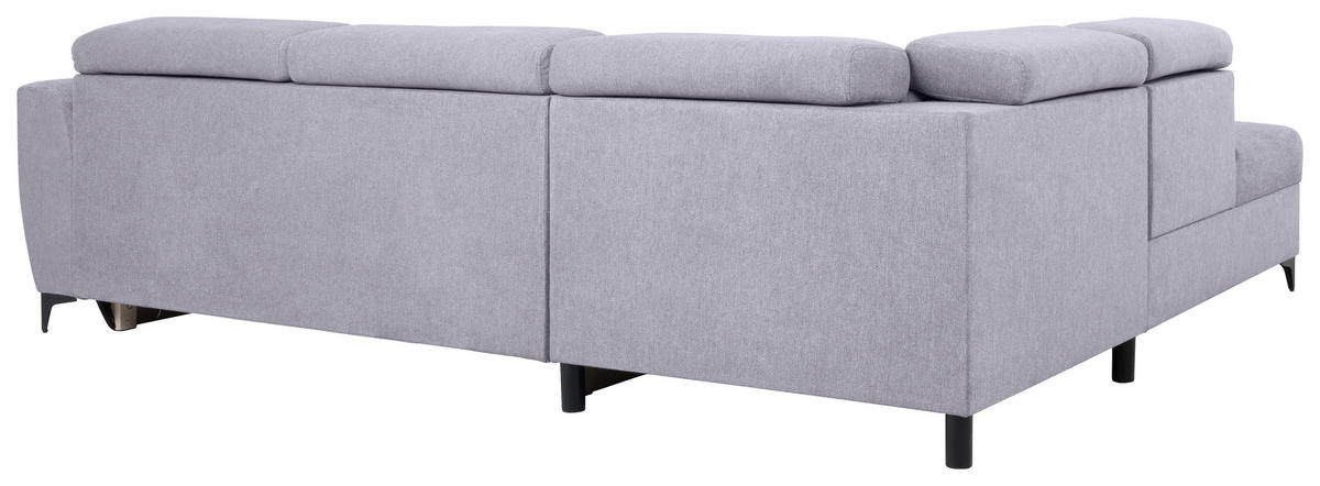 ECKSOFA in Velours Grau  - Schwarz/Grau, Konventionell, Textil/Metall (217/255cm) - MID.YOU