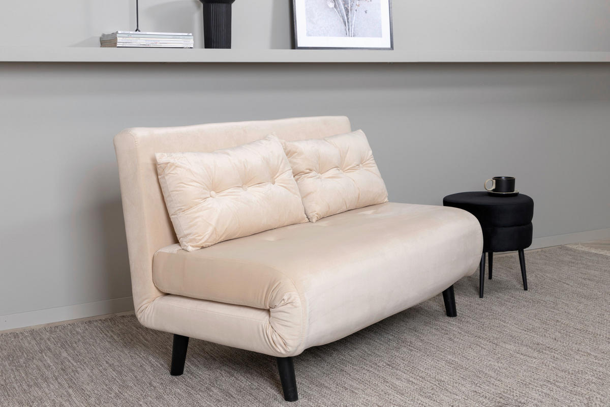 SCHLAFSOFA in Textilgeflecht Creme  - Creme, Design, Textil/Metall (120/88/80cm) - Livetastic