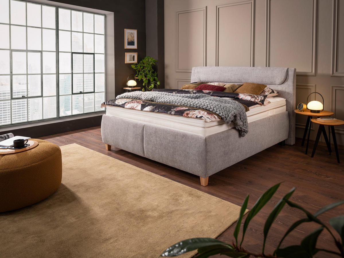 KÁRPITOZOTT ÁGY 180/200 cm  szürke  - szürke, Basics, textil/fa (180/200cm) - Esposa