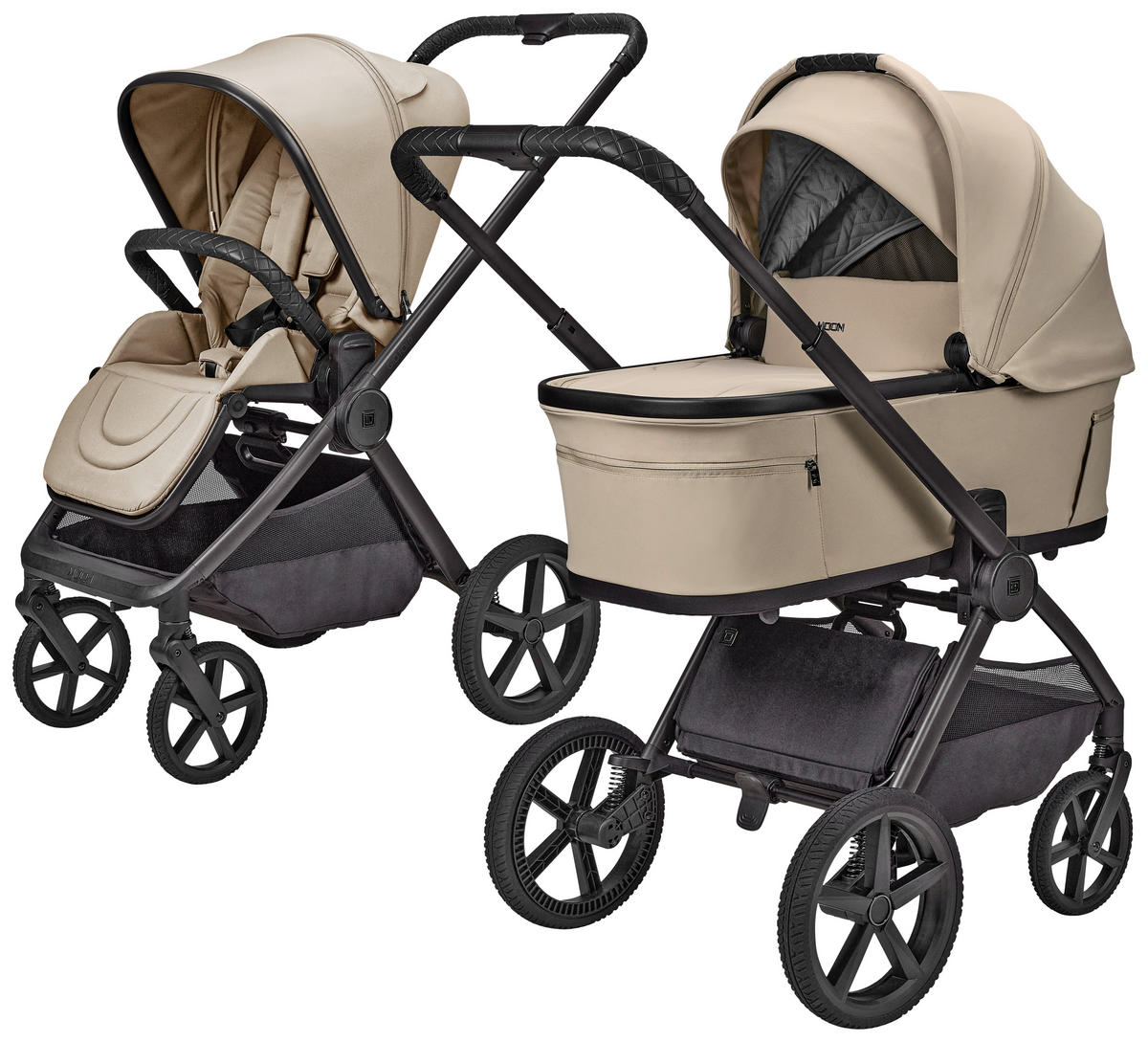 KOMBIKINDERWAGEN Gio Fold ETPU  - Sandfarben/Schwarz, Basics, Textil/Metall (120/58/92cm) - Moon Edition