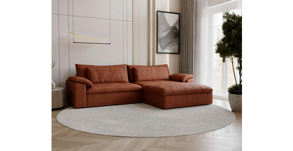 ECKSOFA  in Webstoff Rostfarben  306/198 cm  - Rostfarben/Schwarz, MODERN, Kunststoff/Textil (306/198cm) - Carryhome