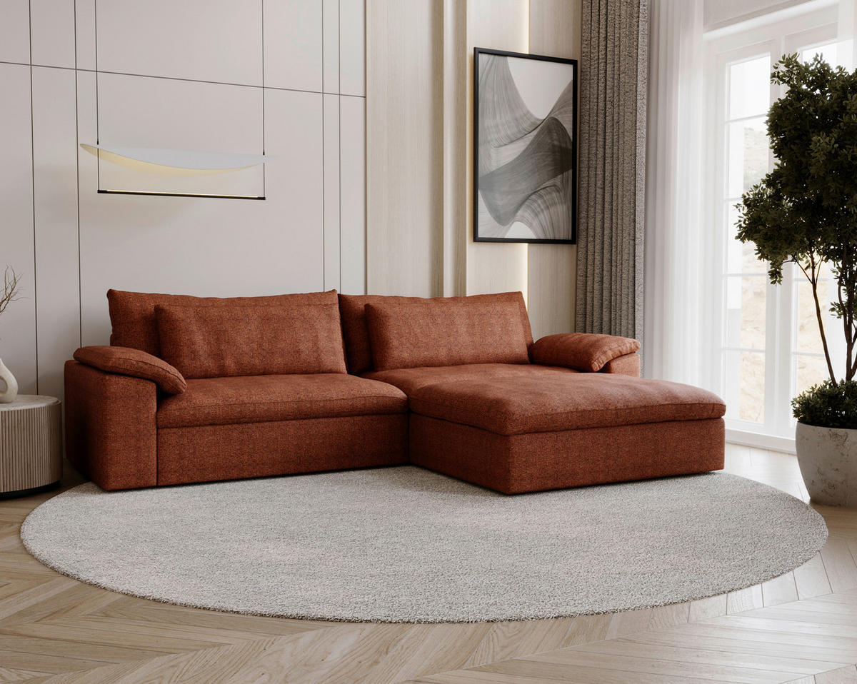 ECKSOFA  in Webstoff Rostfarben  306/198 cm  - Rostfarben/Schwarz, MODERN, Kunststoff/Textil (306/198cm) - Carryhome