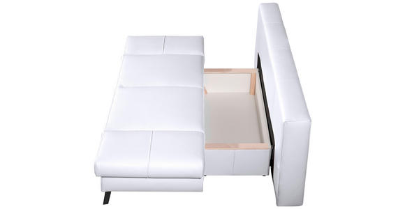 SCHLAFSOFA  in Echtleder Weiß  - Schwarz/Weiß, Design, Leder/Metall (200/85/90cm) - Novel