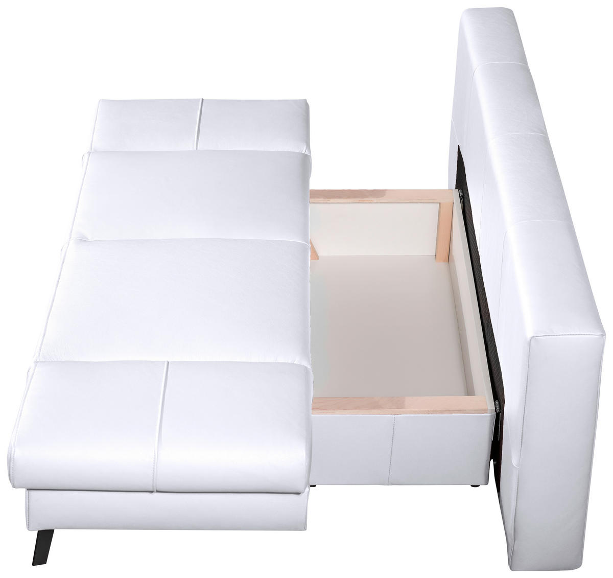 SCHLAFSOFA in Echtleder Weiss  - Weiss/Schwarz, Design, Leder/Metall (200/85/90cm) - Novel