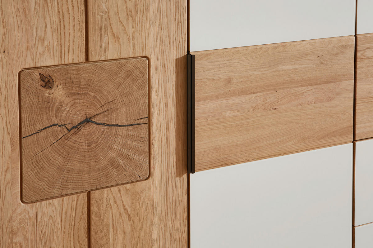 SCHLAFZIMMER in Eichefarben, Magnolie  - Eichefarben/Magnolie, Design, Glas/Holz (180/200cm) - Valnatura