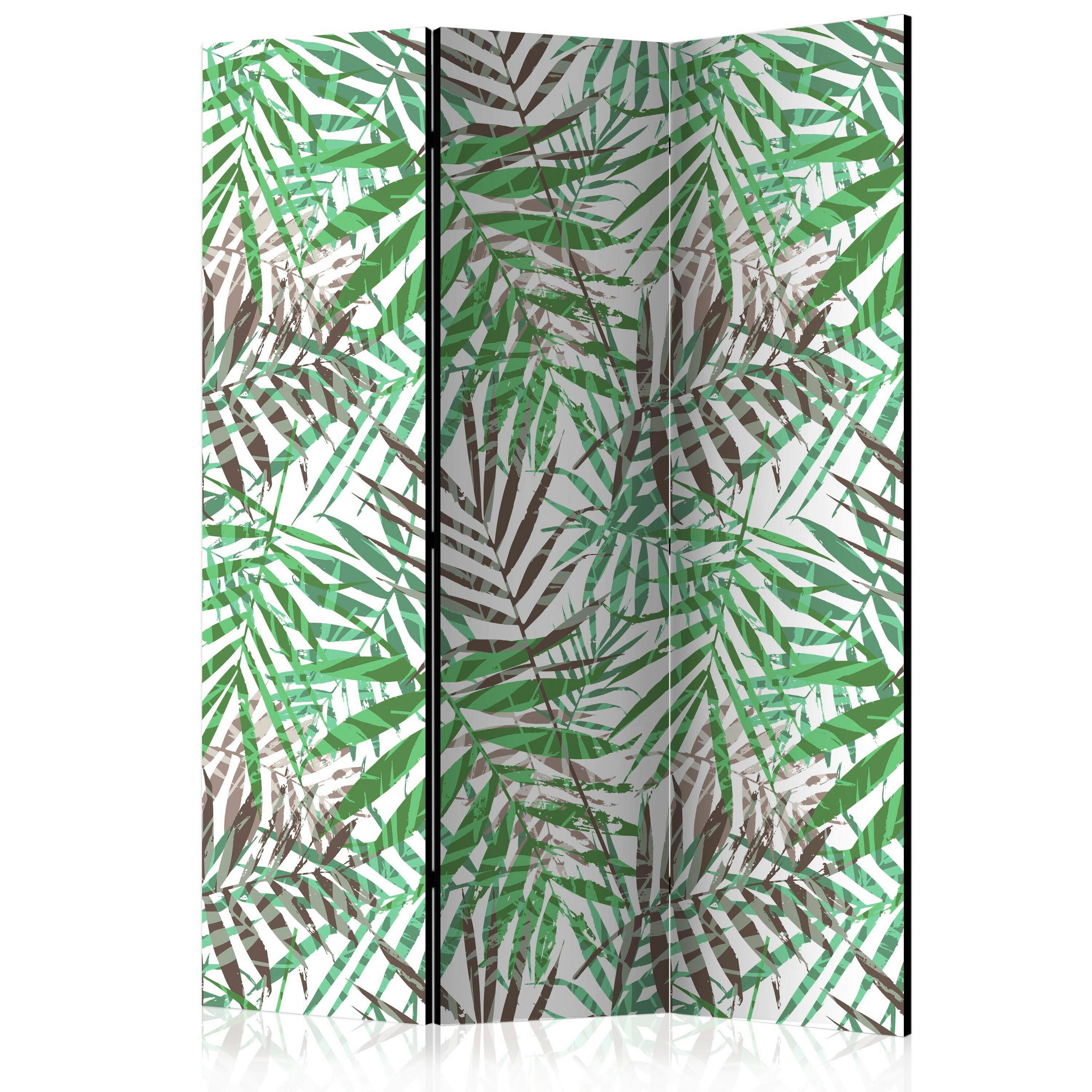 PARAVENT mit 3  Flügel - Hellgrün/Grau, Basics, Holz/Textil (135/172/3cm) - artgeist