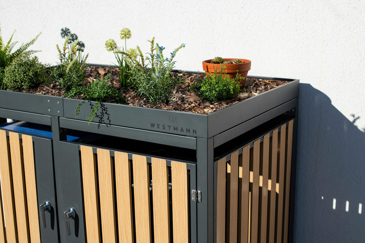 MÜLLTONNENBOX - Anthrazit/Naturfarben, Basics, Metall (84/125/134cm)