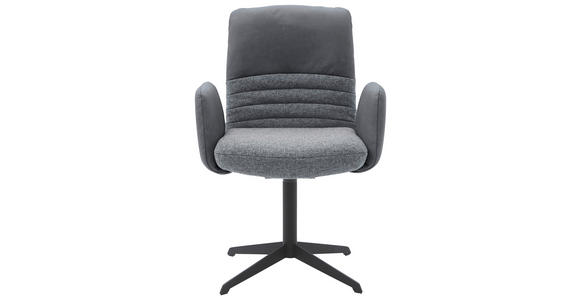 ARMLEHNSTUHL  in Stahl Flachgewebe Echtleder pigmentiert  - Schwarz/Dunkelblau, Design, Leder/Textil (64/93/69cm) - Dieter Knoll