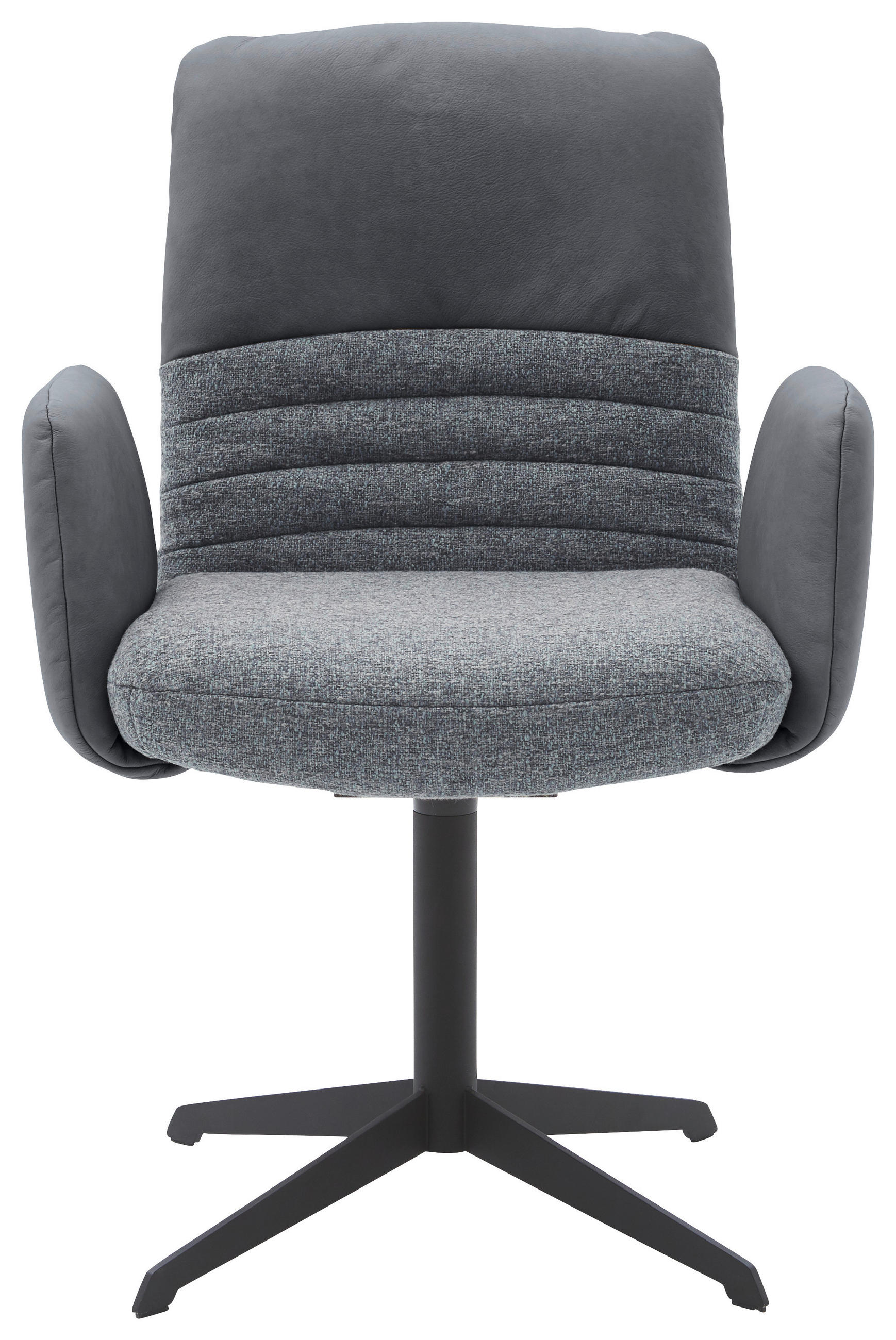 ARMLEHNSTUHL  in Stahl Flachgewebe Echtleder pigmentiert  - Schwarz/Dunkelblau, Design, Leder/Textil (64/93/69cm) - Dieter Knoll