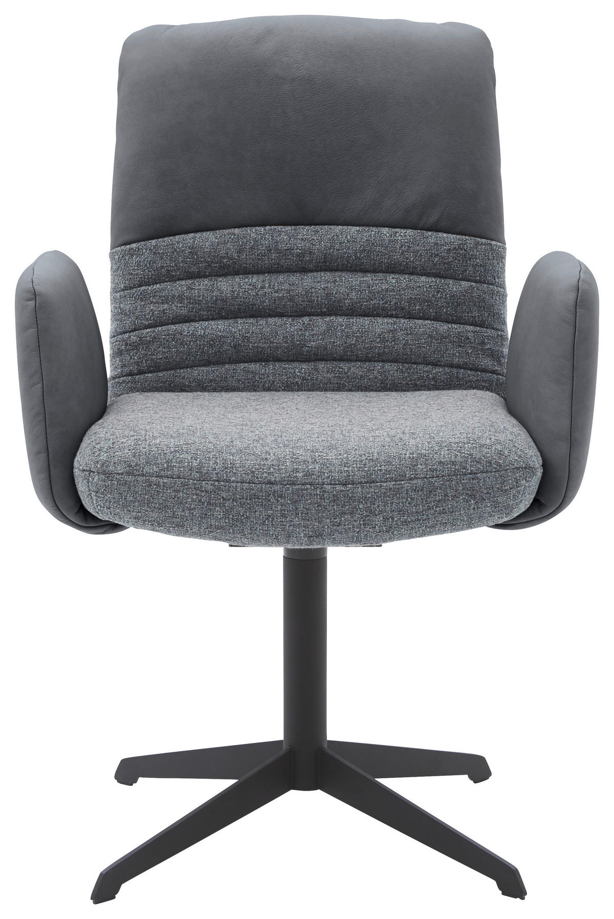 ARMLEHNSTUHL  in Stahl Flachgewebe Echtleder pigmentiert  - Schwarz/Dunkelblau, Design, Leder/Textil (64/93/69cm) - Dieter Knoll